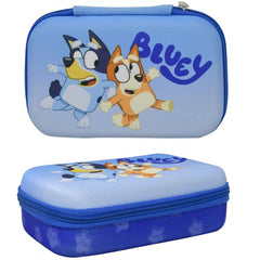 Licensed kids' hard pencil case with protective shell and zip closure featuring popular Bluey design
