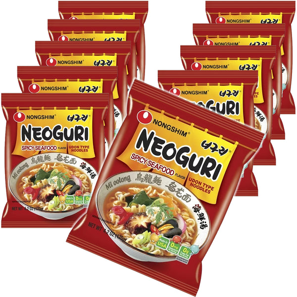 Nongshim Neoguri Spicy Seafood Ramen Noodle Soup Pack-10 Count (4.2oz X)