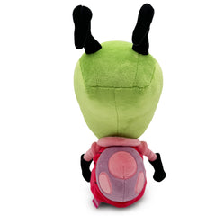 YOUTOOZ Invader Zim Plush featuring vibrant green skin, large pink embroidered eyes, red Irken outfit, and detailed antennae.