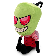 YOUTOOZ Invader Zim Plush featuring vibrant green skin, large pink embroidered eyes, red Irken outfit, and detailed antennae.