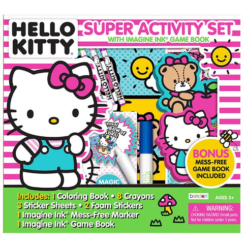 Bendon Hello Kitty Super Activity Set with Imagine Ink marker and activity pages featuring Hello Kitty and friends in a colorful, kid-friendly design.