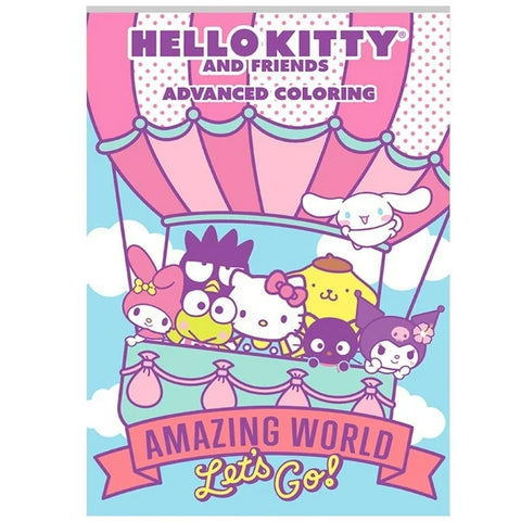 Cover of Bendon Sanrio Hello Kitty & Friends Advanced Coloring Book featuring Hello Kitty and friends in a pastel, intricate design style.