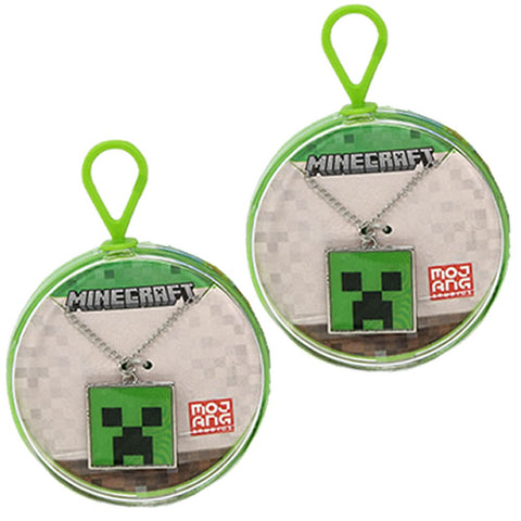 2-Pack: Official Minecraft Creeper Metal Pendant Necklaces | HER Accessories