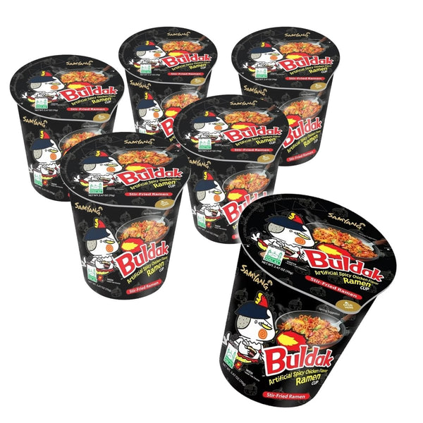 Buldak Spicy Hot Chicken Stir - Fried Cup Noodles - 6Pack (Original) - High - Speed Mom