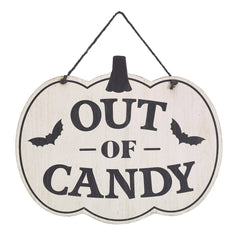 Burton + Burton Halloween Reversible Trick or Treat / Out of Candy Wooden Sign – Double - Sided Décor - High - Speed Mom