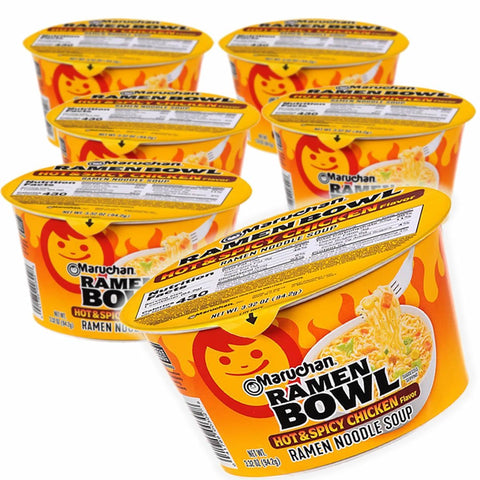 Hot & Spicy Chicken Noodle Bowl, 6 Bowl X (3.32oz) - High - Speed Mom