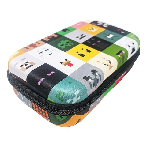 Licensed kids' hard pencil case with protective shell and zip closure featuring popular minecraft design