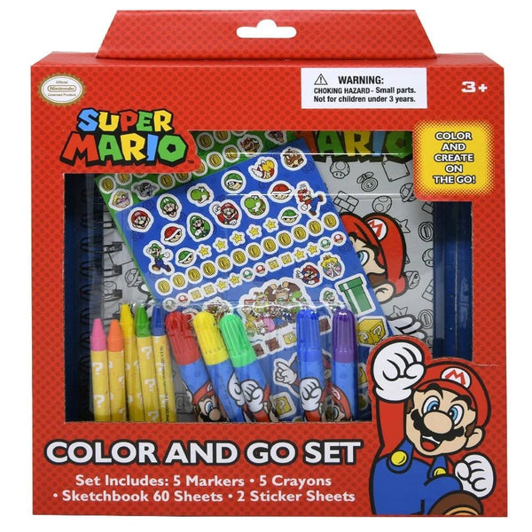 Innovative Designs | Super Mario Color & Go Set - MARKERS, CRAYONS, SKETCHBOOK & STICKER - High - Speed Mom