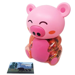 Juicy Chew Fruit Jelly with Animal Character Piggy Bank Jar (Exclusive Magnet Included) - High - Speed Mom