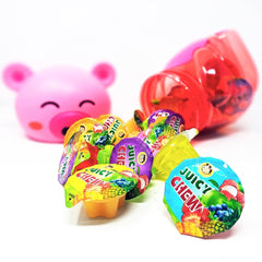 Juicy Chew Fruit Jelly with Animal Character Piggy Bank Jar (Exclusive Magnet Included) - High - Speed Mom