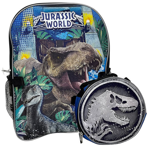 Jurassic World Backpack with Detachable Round Insulated Lunch Kit – Adventure - Ready for School Days - High - Speed Mom
