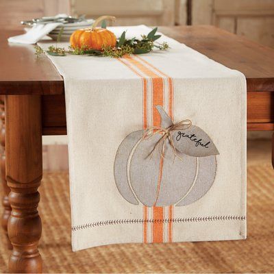 Mud Pie Thanksgiving Grain Sack “Grateful” Pumpkin Table Runner – Rustic Fall Farmhouse Décor - High - Speed Mom