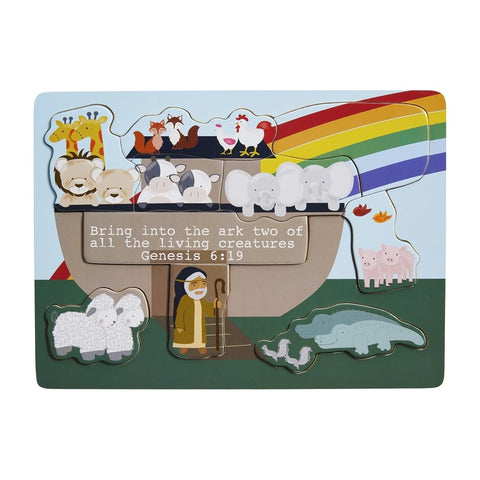 Mud Pie Wooden Noah's Ark Chunky Puzzle - Genesis 6:19 - High - Speed Mom