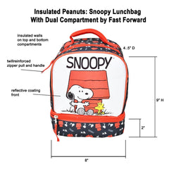 Peanuts Snoopy & Woodstock Dual Compartment Insulated Lunch Bag / Box | Fast Forward - High-Speed Mom