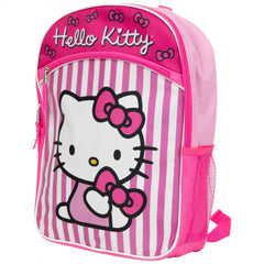Sanrio 16" Pink Stripe Hello Kitty Backpack Front Zipper Pocket - High - Speed Mom